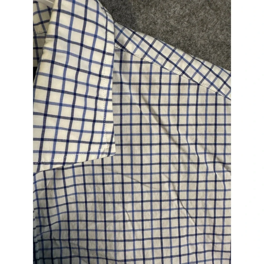 Polo Ralph Lauren Mens Large Blue White Grid Check Button Down Shirt Long Sleeve